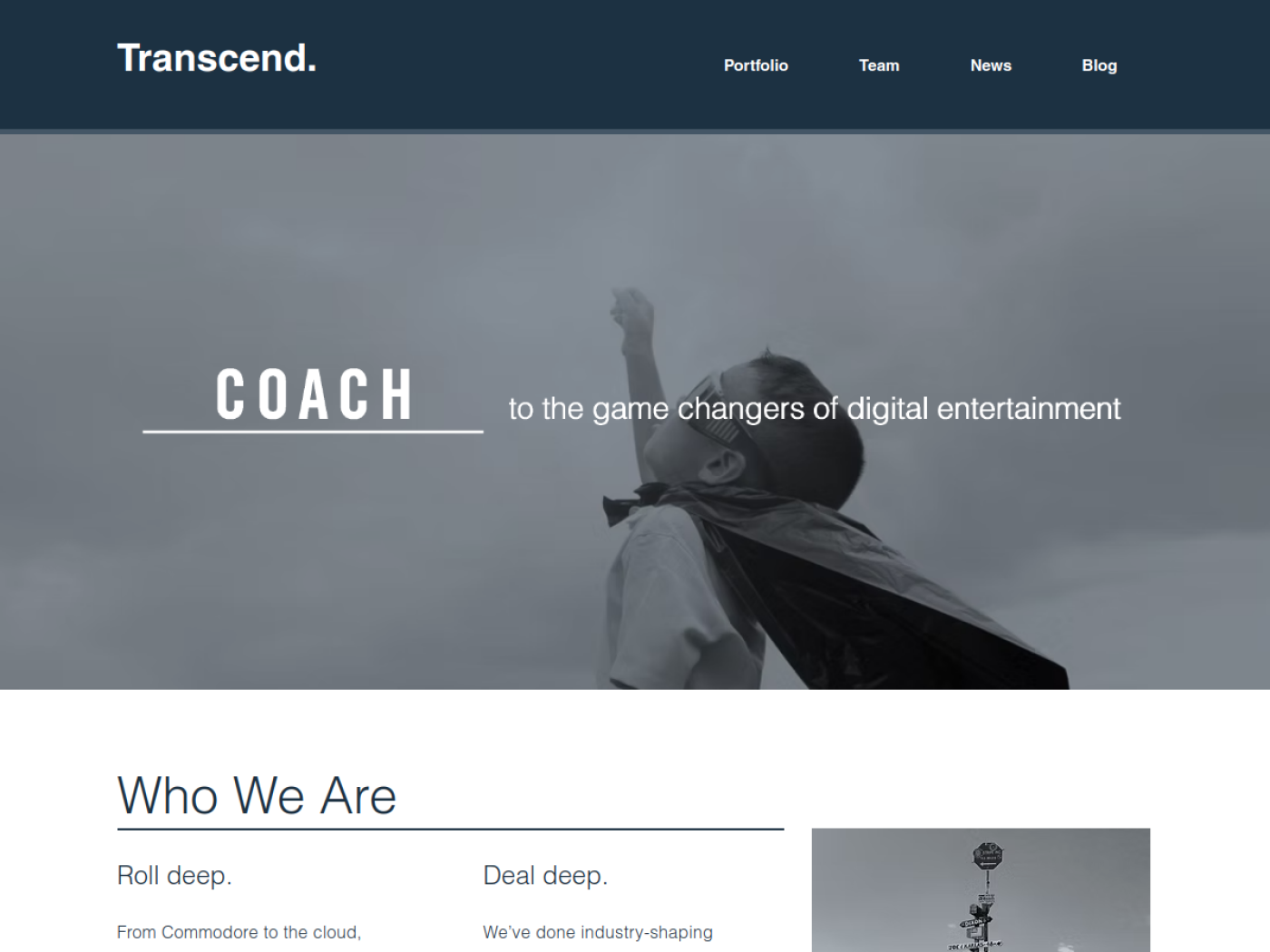 Transcend Fund homepage for investors in interactive entertainment