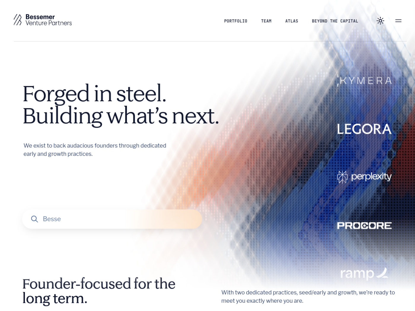 Bessemer Venture Partners homepage showing its founder focus
