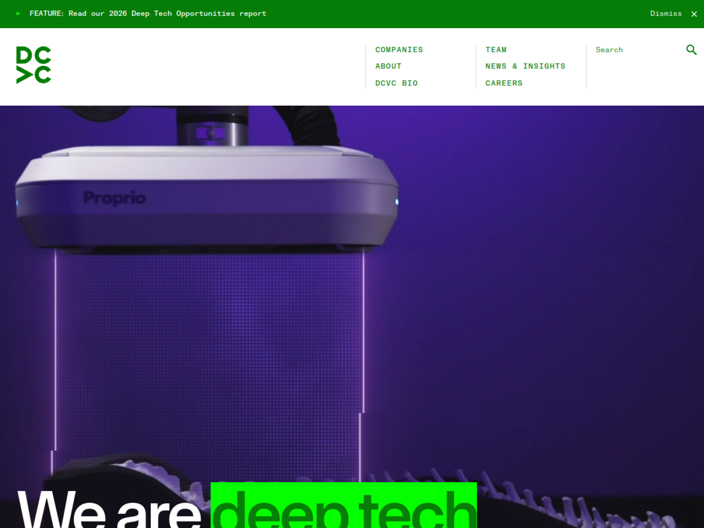 DCVC homepage, We are deep tech