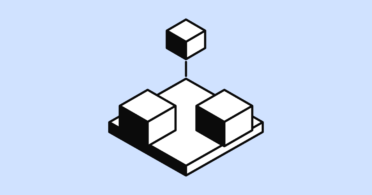 Isometric illustration of two contenders on a stage with a marker above, on a light blue background