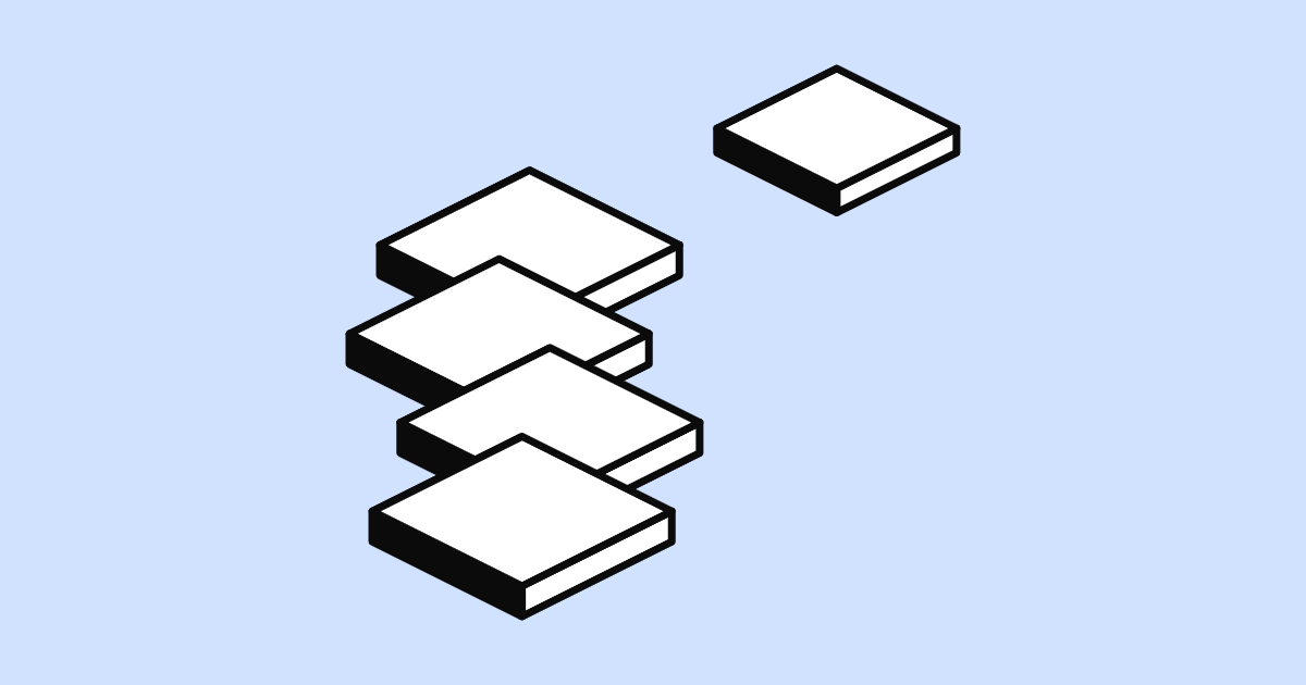 Isometric illustration of stacked slabs with one separate slab joining them, representing user-generated content platforms