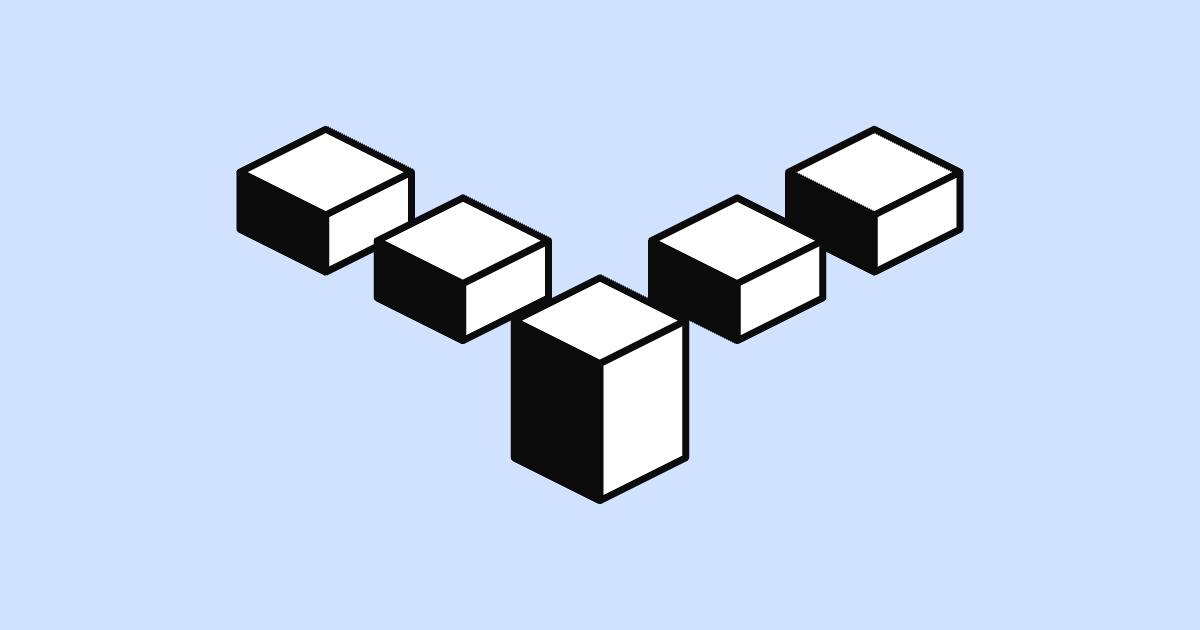 Isometric illustration of five blocks in formation with one leading